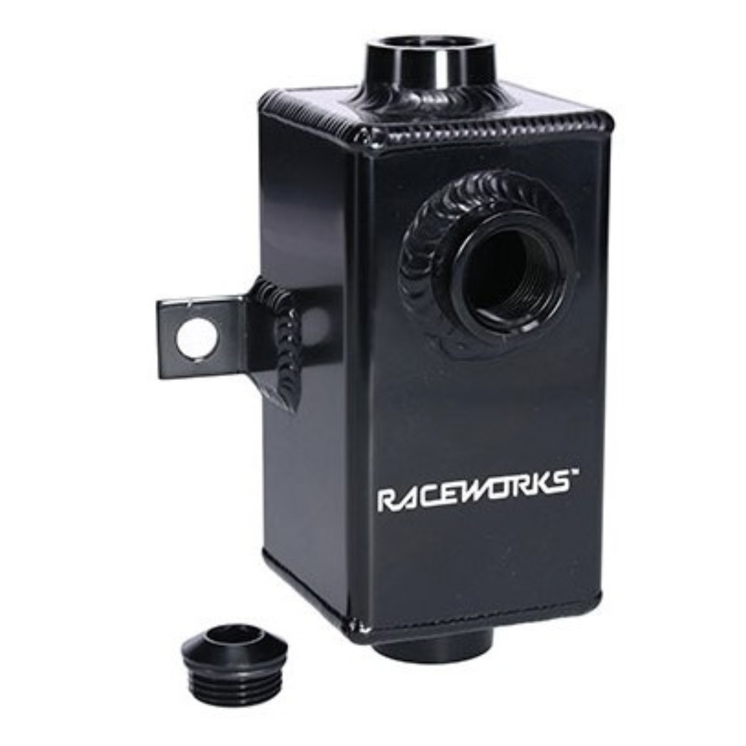 Raceworks Black Aluminium Catch Can with Drain Plus 0.5L