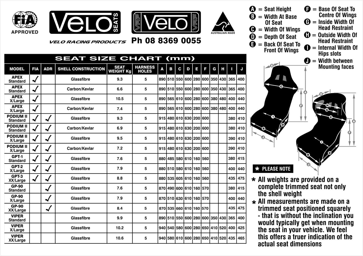 Velo Viper Winged Seat